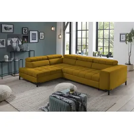 exxpo - sofa fashion Ecksofa EXXPO - SOFA FASHION "Bocco, hochwertige Verarbeitung, toller Sitzkomfort, bequem, L-Form", gelb (mustard), B:276cm H:75cm T:203cm, 100% PES, Sofas, Ecksofa, wahlweise mit Bettfunktion u. Bettkasten, inkl. Kopfteilverstellung