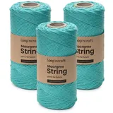 Makramee Garn Cyan Grün, Loopncraft, 2mm - 450m, Einstrangig Natur Baumwollkordel, Makramee Schnur, Makramee Kordel, Macrame Cord, Hängepflanze Pflanze Aufhänger
