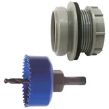 tecuro - Kombi-set Anschraub-muffe Dn 32, Ks-grau, Inkl. Kreisschneider Ø 59 Mm