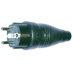 Schutzkontaktstecker Gummi IP20 schwarz gerade Schraubklemmen
