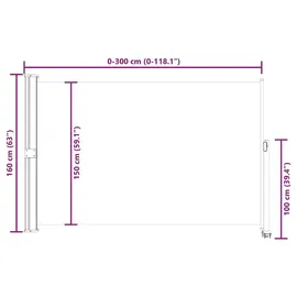 vidaXL Seitenmarkise Ausziehbar 160 x 300 cm Braun Polyester