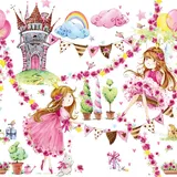 Ti-Flair 20 Stück - hochwertig & nachhaltig - Einweg Papierservietten Prinzessinen Märchenschloss Motivservietten Geburtstag Kindergeburtstag