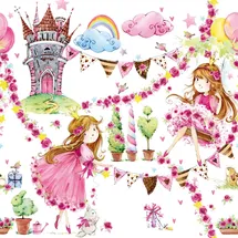 Ti-Flair 20 Stück - hochwertig & nachhaltig - Einweg Papierservietten Prinzessinen Märchenschloss Motivservietten Geburtstag Kindergeburtstag