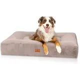 Knuffelwuff orthopädisches Hundebett mit kuschelig weichem Kaninchen Fellimitat Midland 120 x 100cm Grau - Abnehmbarer Bezug - waschbar - Hundekissen für große, mittelgroße und kleine Hunde