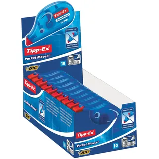 TIPP-EX Pocket Mouse mit Schutzkappe, 10m x 4.2mm, 10er Pack, Ideal für das Büro, das Home Office oder die Schule