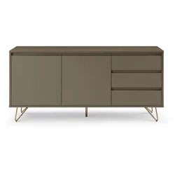 SalesFever Sideboard mit 2 Türen und 3 Schubladen Holzwerkstoff Metallgestell Gold - gold