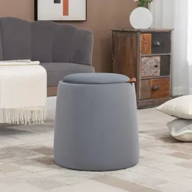 furnicato Hocker 2-in-1 Samtoptik mit Stauraum 44 x 47,5 x 44 cm Grau