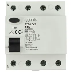 Sygonix SY-6438020 SYG-RCCB 3P+N/A63/10kA/30mA Fehlerstrom-Schutzschalter A 4polig 63 A 0.03 A 400 V