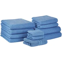 Beliani Areora Handtuchset 11-tlg. blau