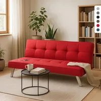 Schlafsofa aus Stoff mit USB-Anschluss und Metallbeinen Design Astralis - Rot - Rot