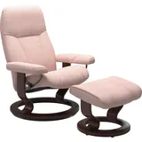 Stressless Stressless® Relaxsessel »Consul«, (Set, Relaxsessel mit Hocker), mit Hocker, mit Classic Base, Größe S, Gestell Braun, pink