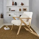 sweeek Skandinavischer Sessel aus Hevea-Holz mit Bouclé-Bezug