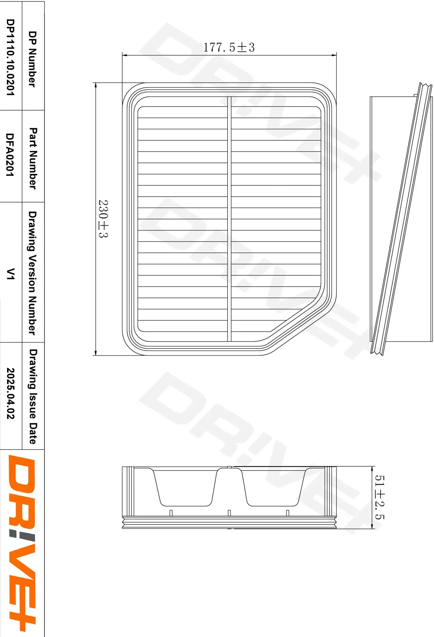 DRIVE+ Luftfilter dp1110100201 Filtereinsatz 51mm für Suzuki