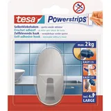 Tesa Selbstklebehaken Edelstahl Oval mit 4 x Powerstrips Large