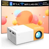 Mini Beamer, PVO WiFi projektor Tragbarer Filmprojektor, Telefonbildschirm Kann Drahtlos Oder per Datenkabel auf den Beamer Gespiegelt Werden, Kompatibel mit Smartphone/Tablet/Laptop (YG300ProMax)