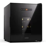 Klarstein Freistehender Weinkühlschrank, 1 Zonen Getränkekühlschrank Klein, Kleiner Weinschrank, Wein-Kühlschrank mit Glastür, Leiser Flaschenkühlschrank für Wein & Bier, 5-22°C, 16 Flaschen