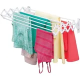 Kleiderständer aus Metall - Ausziehbare Wäscheleine - Platzsparender, zusammenklappbarer Wäscheständer zur Wandmontage - Weiß - Weiß