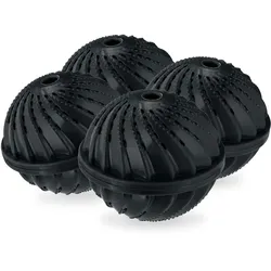 Relaxdays Waschball 4er Set, Waschkugel für Waschmaschine, ökologisch, hautfreundlich, Waschen ohne Waschmittel, schwarz
