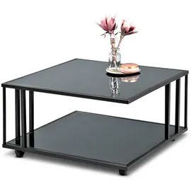 M2 Kollektion Couchtisch Paris 2 Schwarz Glas 75 x 41 x 75 cm