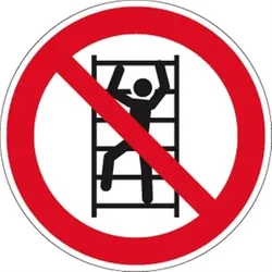 Schild Aufsteigen verboten (Leiter) ISO 7010, Kunststoff, Ø 200 mm