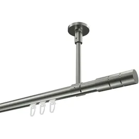 Interdeco GARDINENSTANGE INNENLAUF Sonette Elanto 360 cm (geteilt in 2 x 180 cm), 1-läufig, 20 mm Ø Edelstahl-Optik