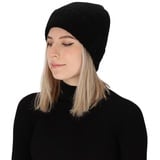 halsüberkopf Accessoires Strickmütze Rippstrickmütze Wolle/Kaschmir (1-St) Mütze aus Kaschmir und Wolle schwarz