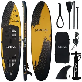 24move Standup Paddle SUP Board Set 320 x 80 x 15 cm schwarz/gelb
