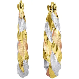 FIRETTI Paar Creolen »Schmuck Geschenk Gold 375 Ohrschmuck Ohrringe Tricolor«, 19426214-0 gelbgoldfarben-roségoldfarben-weißgoldfarben