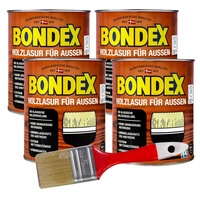 Bondex Holzlasur für aussen 3L inkl. 50mm Pinsel Intensivschutz vor Nässe, UV-Strahlung und Umwelteinflüssen für alle Hölzer im Außenbereich (Kalkweiss)