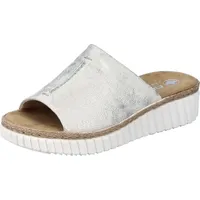 Rieker Damen Pantoletten Kunstleder, Metallic-Optik, für Damen, silber, Größe 41