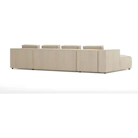 s-style möbel - Moderne Wohnlandschaft Bello aus Beige Cord mit weichem Sitz, B/T/H: 327 cm / 176 cm / 64 cm - Beige