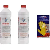 Sanitärshop Baustoffe & Sanitär Set Sanit Rohrbombe 1000 ml der kräftige Rohrreiniger säurefrei Abflussfrei + gratis Latex Handschuhe (1000ml, 2, stück)