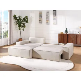 vente-unique Ecksofa mit Schlaffunktion - Ecke links - Strukturstoff - Beige - AMELIA