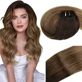 Vivien Tressen Extensions Echthaar Braun Tressen Echthaar Extensiones Remy Extensions Tressen Echthaar Balayage Dunkelstes Braun zu Mittelbraun mit Aschblond 55cm 22zoll 100g #2/6/18