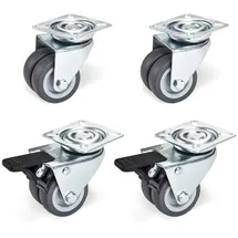 SOTech 4er Set Doppel-Lenkrolle Ø 50 mm (2x Bremse + 2x ohne Bremse