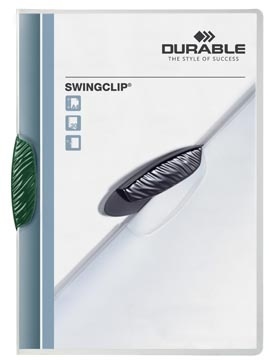 Durable Klemm-Mappe SWINGCLIP®, PP, 30 Blatt, grüne Klemme, Mappe transparent