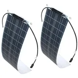 12V Flexibles Solarmodul 100W Watt Kit 2 stücke 50W Monokristallines Solarpanel Wasserdichtes Solarladegerät für Wohnmobile, Boote, Häuser und unebene Oberflächen (50 Watt*2)