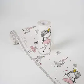 A.S. Création Bordüre selbstklebend 5 m x 15 cm Rosa/Grau/Weiß