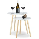 Relaxdays Beistelltische-Set rund Holz weiß, 2 St.