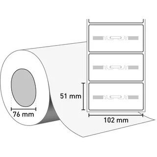 Zebra Z-Select 2000T- RFID (gestrichenes Papier) 102 mm x 51 mm / permanent / 76 mm Kern / 500 Etiketten je Rolle / gestanzt / ZBR2100 / NXP UCODE 9