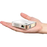 Tragbarer Ultra-Mini-Projektor 75 - HD LED DLP Wiederaufladbarer Projektor 100 Display, integrierter Lautsprecher - HDMI, USB und Micro SD - Weiß