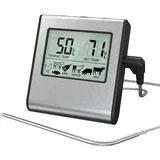 Digitales Fleischthermometer Von Crezuo Mit Großem Lcd-display Für Smoker, Backofen, Küche, Grill, Bbq – Mit Timer Und Edelstahl-temperaturfühler