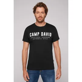 Camp David CAMP DAVID, Herren, Gr. XXL, schwarz, Single Jersey, Obermaterial: 100% Baumwolle, bedruckt, unifarben, normal, Rundhals, Shirts T-Shirt, mit Logo-Print auf der Vorderseite