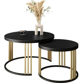 lookway Runder Couchtisch LORI Gold/Schwarz Holzwerkstoff 70 x 48 x 70 cm