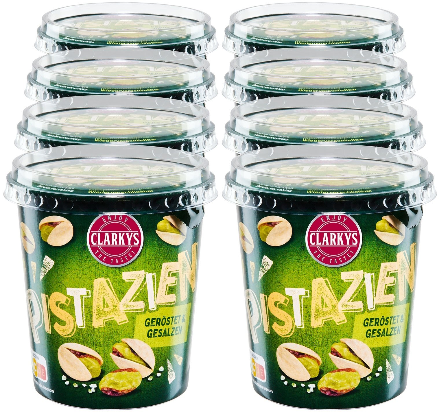 Clarkys Pistazien geröstet und gesalzen im Becher 150 g, 8er Pack