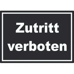 Zutritt verboten Aufkleber weiß-schwarz A4 (210x297mm)