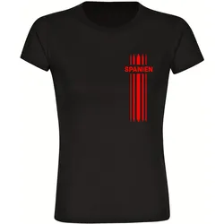 multifanshop Damen T-Shirt - Spanien - Streifen - Druck rot - Frauen