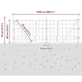 vidaXL Zaun mit Pfosten 0,6 x 25 m Silber/Stahl