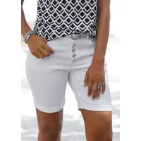 LASCANA Bermudas mit Knopfleiste, Baumwollstretch, kurze Hose weiß 36