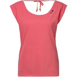 Kurzarmshirt RAGWEAR "GREETA", Damen, Gr. XXL (44), orange (coral), Jersey, Obermaterial: 100% Baumwolle, unifarben, casual, Rundhals, Kurzarm, Shirts, großer Rückenausschnitt mit Band zum Zusammenhalten